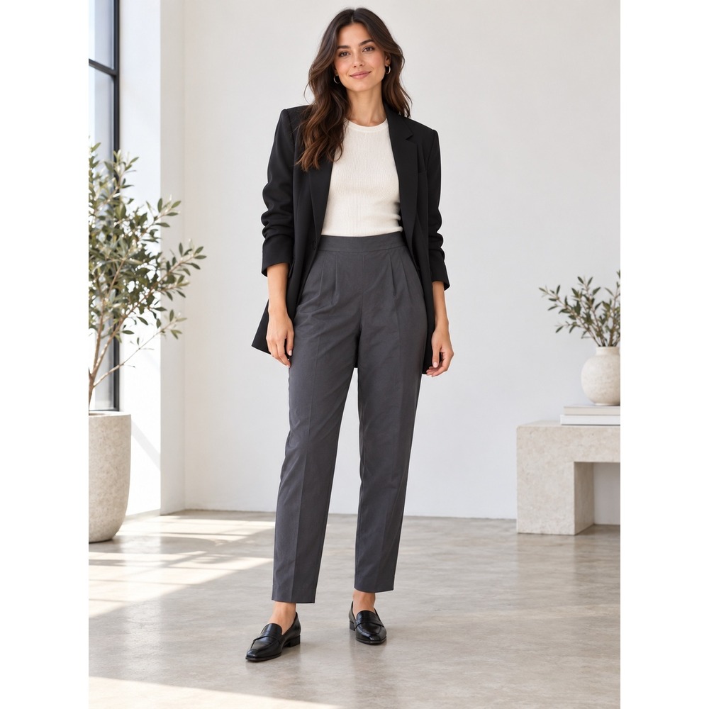 J.Crew Martie Pant Charcoal Gray High Rise Cropped Tapered Side Zip Size 0